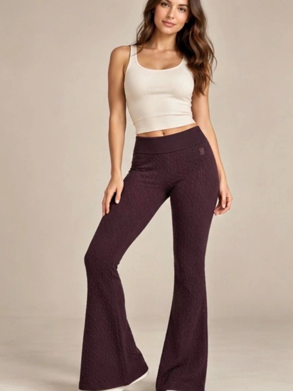 Victoria's Secret Luxe Cable-Knit Flare Lounge Pants Purple Medium